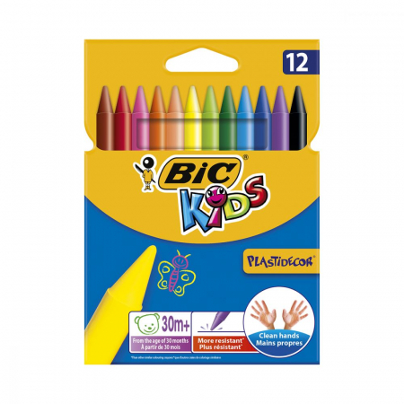Obiecte de scris și desenat - Set creioane cerate Plastidecor BIC kids 12 buc