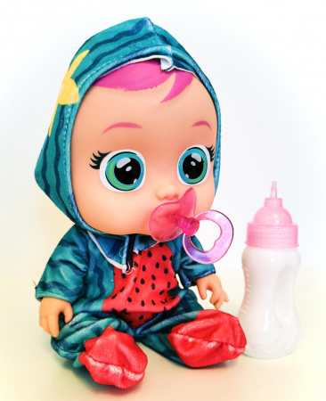 Jucării personaje din desene animate - Păpuşă bebeluş interactivă cu sunete, CRY BABIES, culoare verde
