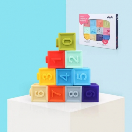 Jucării bebe - Cuburi moi bebeluși - Stack Squeeze blocks Kaichi