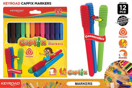 Obiecte de scris și desenat - Set 12 carioci lavabile Capfix Keyroad