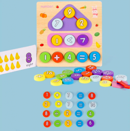 Joc din lemn 2 în 1 ceas și calcule matematice TWO IN ONE DIGITAL CLOCK [2]