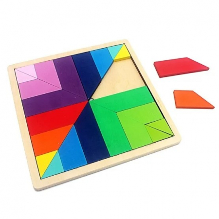 Joc din lemn tangram curcubeu formă pătrată [0]