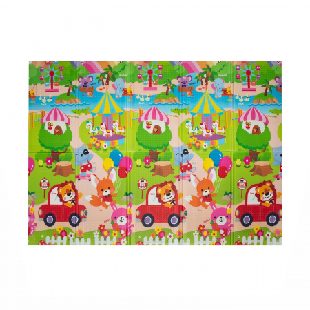 Covoraș de joacă pliabil din spumă cu 2 fețe. Dimensiune 150 cm x 200 cm x 1 cm model PARCUL DE DISTRACŢII [1]