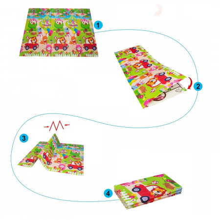 Covoraș de joacă pliabil din spumă cu 2 fețe. Dimensiune 150 cm x 200 cm x 1 cm model PARCUL DE DISTRACŢII [4]