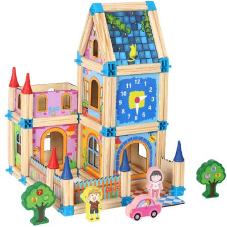 Set de construcție din lemn castel - Micul arhitect -128 piese- Master of Architecture Building Blocks toy [2]