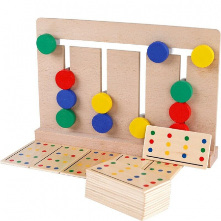 Jocuri de logică - Joc Montessori de tip labirint de asociere și sortare culori - Four color game
