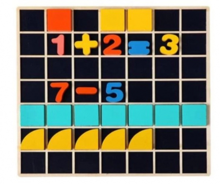 Set Mozaic 3 în 1 din lemn - Puzzle Mozaic tip Tangram, tablă de scris cu carioca lavabilă și joc de calcule matematice [5]