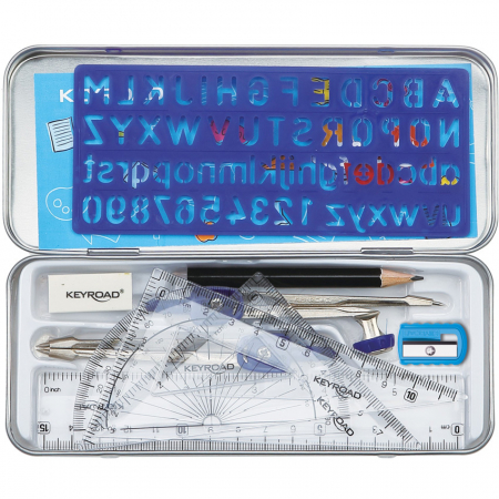 Trusă geometrie cu 11 piese în cutie metalică Keyroad - Mathematical Drawing instruments [2]