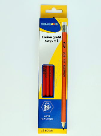 Obiecte de scris și desenat - Set 12 creioane grafit cu gumă ColorArte by Reimon