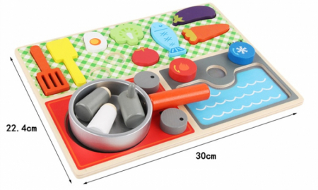 Set minibucătărie de jucărie din lemn tip puzzle Montessori KABI [4]