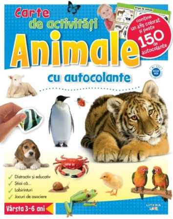 Cărţi cu autocolante - Animale. Carte de activități cu autocolante