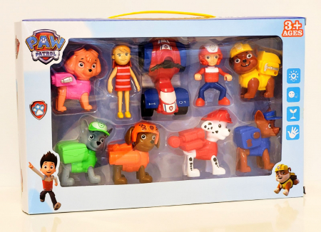 Jucării personaje din desene animate - Set 9 figurine Patrula Catelușilor cu Katie și Rider