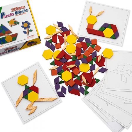 Joc tangram din lemn 125 piese - Puzzle Blocks [1]