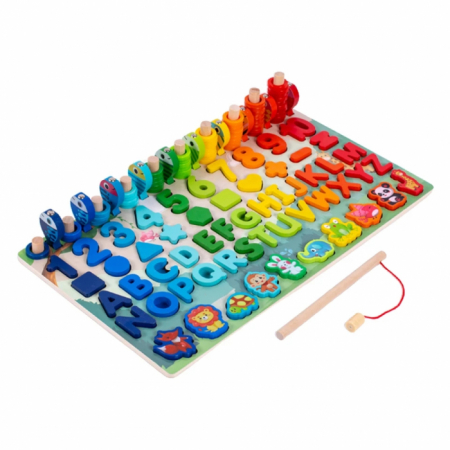 Jucărie multifuncțională din lemn PUZZLE 3D, JOC DE STIVUIT, JOC DE PESCUIT MAGNETIC - ANIMALE DIN PĂDURE [2]