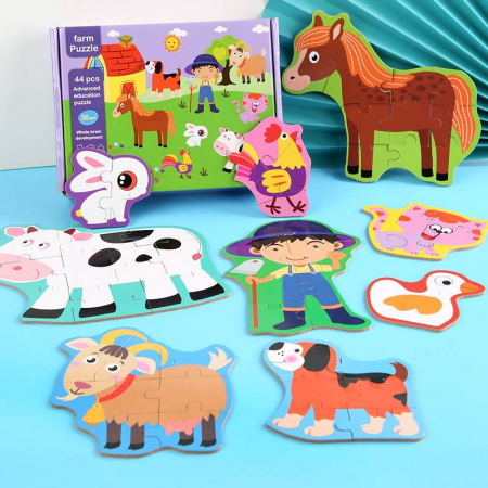 Jocuri Educative - Puzzle animale de la fermă 44 piese - Farm Puzzle