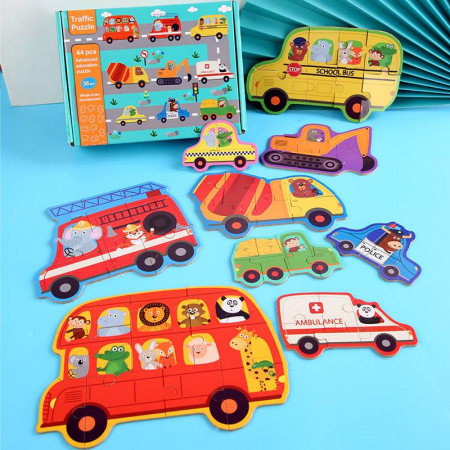Jocuri Educative - Puzzle mijloace de transport 44 piese - Traffic puzzle