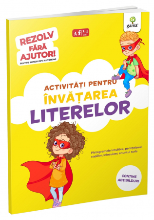 Cărţi cu autocolante - Activități pentru ÎNVĂȚAREA LITERELOR - Rezolv fără ajutor!