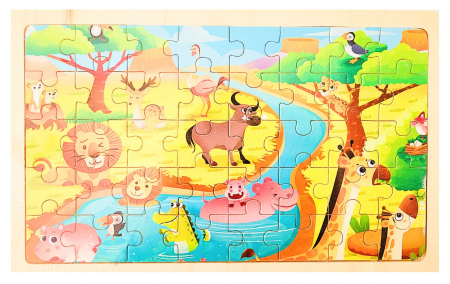 Jocuri Educative - Puzzle din lemn 40 de piese JUNGLA