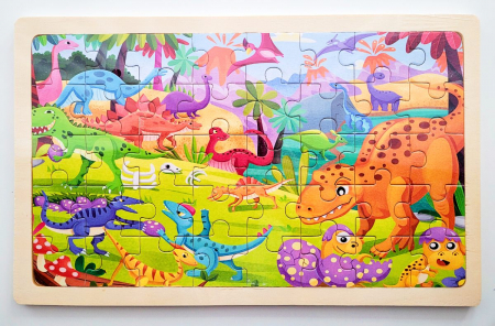 Jocuri Educative - Puzzle din lemn 40 de piese DINOZAURI