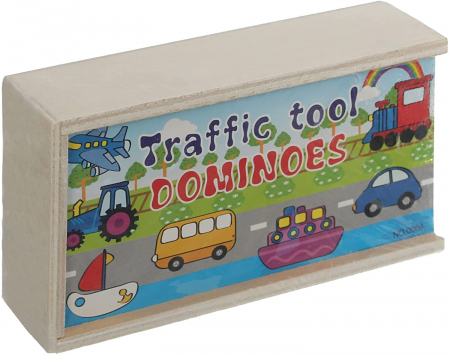 Jocuri Educative - Domino din lemn MIJLOACE DE TRANSPORT