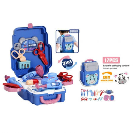 Jucării de rol - Trusă de doctor 3 în 1 geantă tip valiză/rucsac
