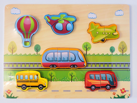 Jocuri Educative - Puzzle incastru în relief MIJLOACE DE TRANSPORT
