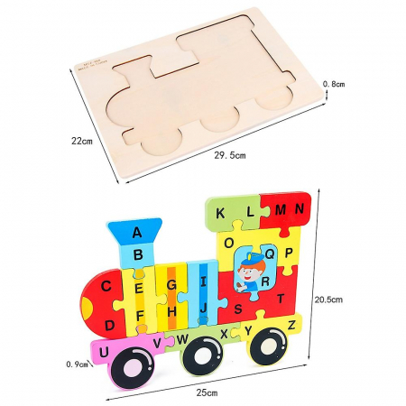 Puzzle incastru din lemn TRENULEŢ cu litere [1]