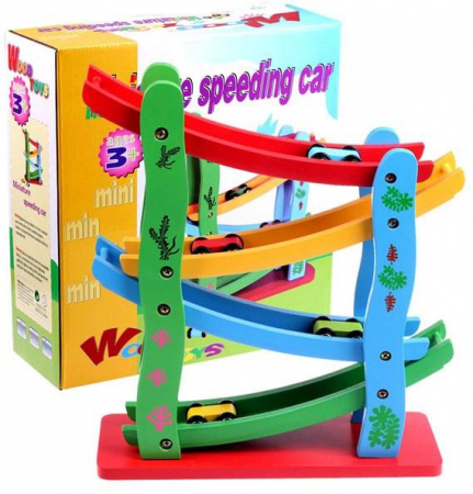 PROMOŢII - Circuit din lemn cu 4 maşinuţe - Miniature speeding car