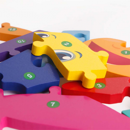 Puzzle incastru în relief din lemn AVION cu numere [3]
