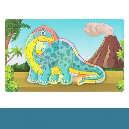 PROMOŢII - Puzzle incastru din lemn în relief dinozaur 18 piese