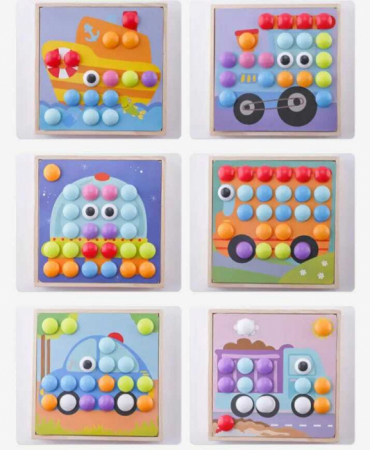 Joc creativ din lemn cu butoni - Mosaic Puzzle 62 piese [4]