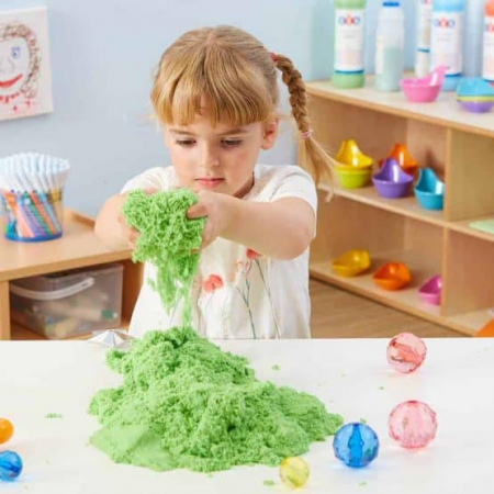 Jucării creative - Rezervă nisip kinetic verde - Play sand - 1 kg