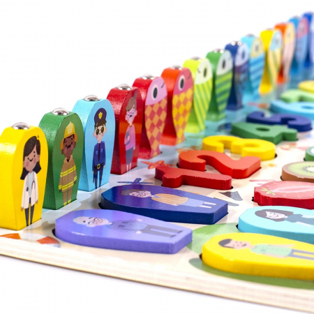 Jucărie multifuncțională din lemn JOC DE PESCUIT MAGNETIC, PUZZLE 3D- MIJLOACE DE TRANSPORT, ANIMALE, CIFRE, FRUCTE, FAMILIA [3]