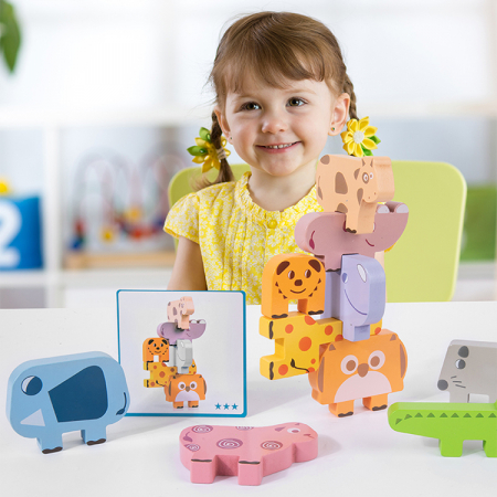 PROMOŢII - Joc de stivuit din lemn animale - Animal Stacking block game