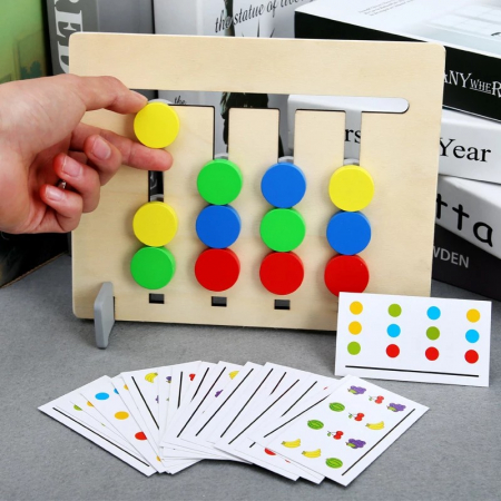 Joc Montessori de tip labirint de asociere și sortare culori si fructe - FOUR COLOR LOGIC GAME [2]