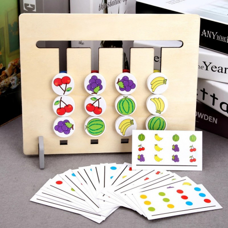 Joc Montessori de tip labirint de asociere și sortare culori si fructe - FOUR COLOR LOGIC GAME [0]