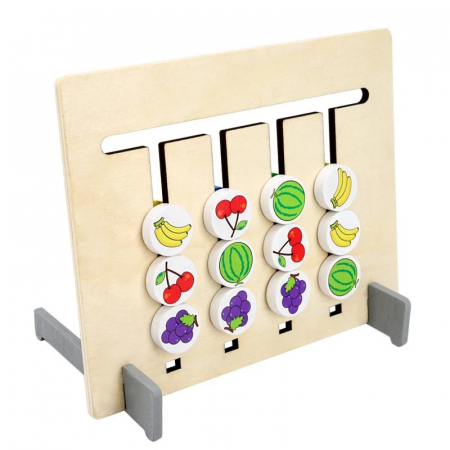 Joc Montessori de tip labirint de asociere și sortare culori si fructe - FOUR COLOR LOGIC GAME [3]