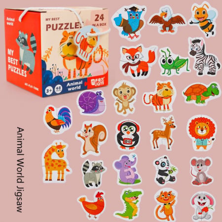 Set 24 puzzle din 2 bucăţi- LUMEA ANIMALELOR-MY BEST PUZZLES 24 IN A BOX ANIMAL WORLD [0]