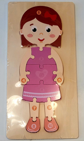 Jocuri Educative - Puzzle incastru în relief din lemn FETIŢĂ numere 2