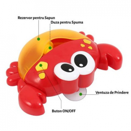 Jucărie de făcut baloane de săpun pentru baie cu sunete design crab roşu [3]