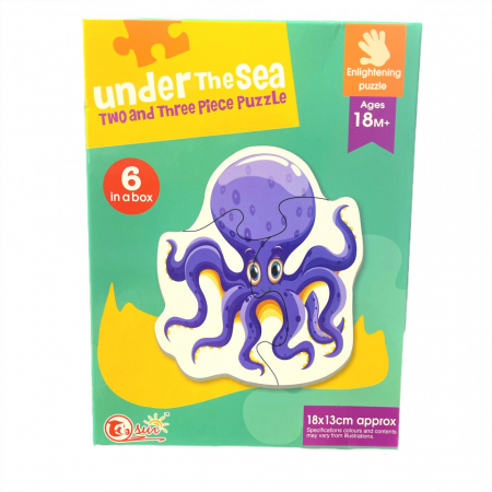 Jocuri Educative - Set 6 puzzle piese mari ANIMALE MARINE - Under the sea 6 in a box