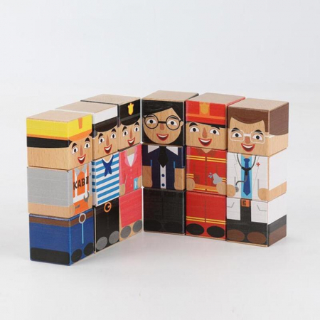 Cuburi din lemn tip puzzle MESERII [2]