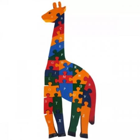 Jocuri Educative - Puzzle GIRAFĂ din lemn, cu piese mari