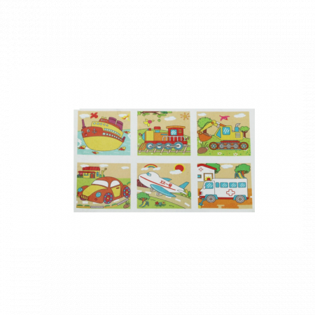 Set 9 cuburi din lemn cu puzzle mijloace de transport [3]