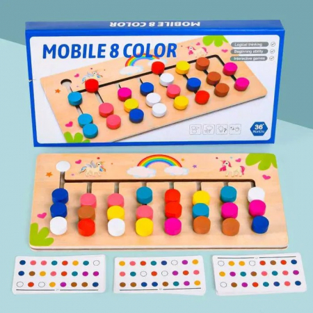 Jocuri de logică - Joc Montessori de tip labirint de asociere și sortare culori - Eight color game