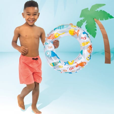 Articole pentru plajă - Colac gonflabil inot pentru copii 3-6 ani, 51 cm INTEX model pestisori multicolori
