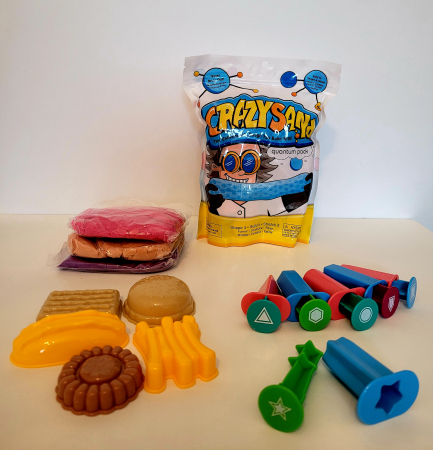 Jucării creative - Set nisip pentru modelat 3 culori si forme CRAZY SAND