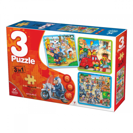 Jocuri Educative - 3 puzzles Meserii: 6, 9 și 16 piese