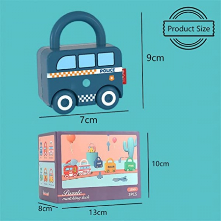 Set 3 lacate masinute cu cheie PUZZLE MATCHING LOCK [3]