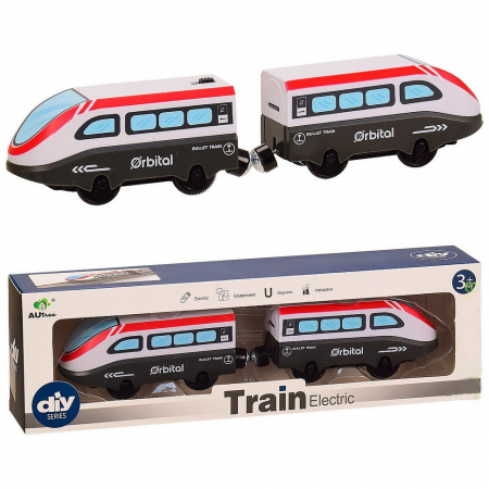 Jucării interactive - Set locomotiva electrica si vagon cu prindere magnetica Tren Orbital